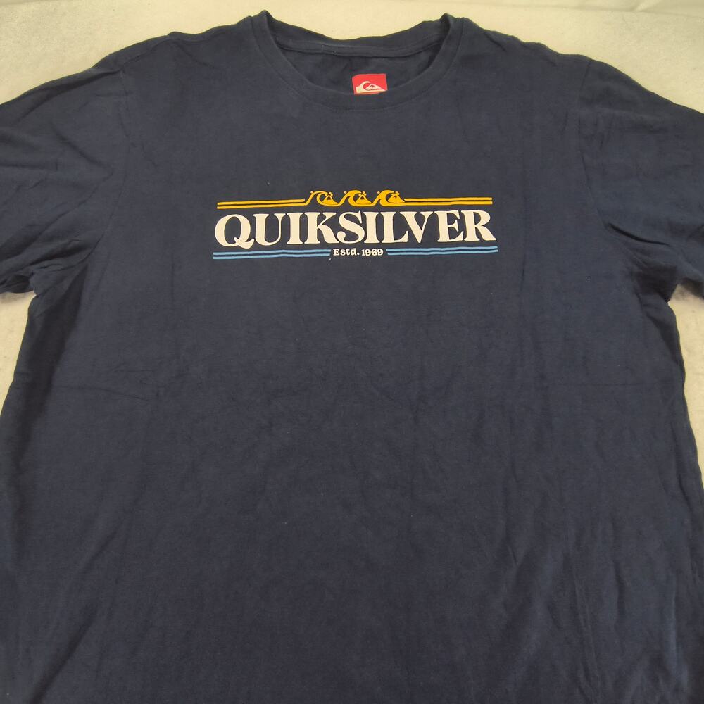 Quiksilver Crew Neck Pocketed Short Sleeve Shirt Mens Size Medium M Navy Blue